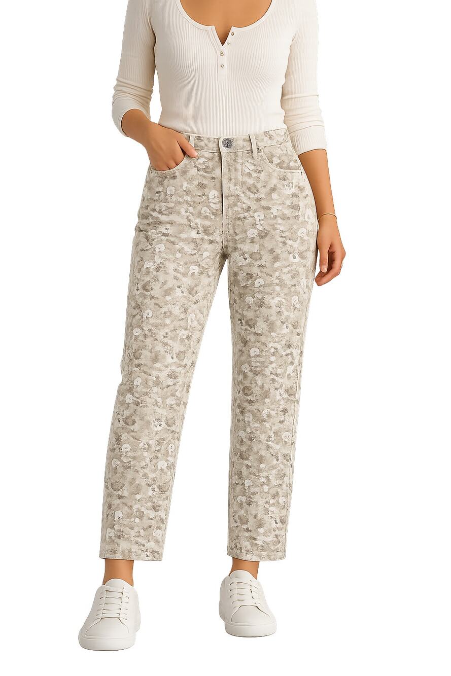 Gloria Vanderbilt Amanda Floral Jeans Size 12 Beige Stretch Mom Cottagecore